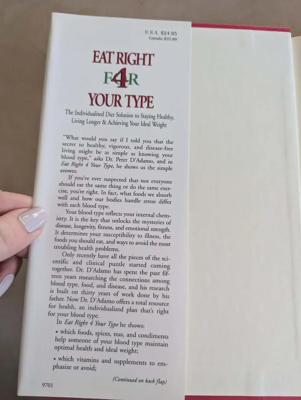 Eat Right 4 Your Type The Individualized Diet Solution to Staying Healthy Book